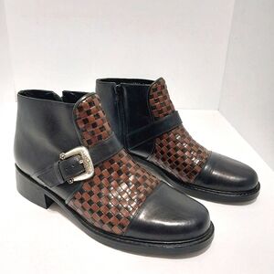 Brighton Woven Leather‎ Ankle  Boots, Size 8